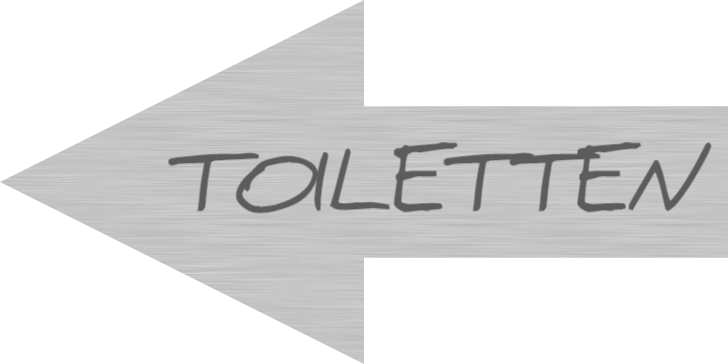 Edelstahlschild - Toiletten Pfeil