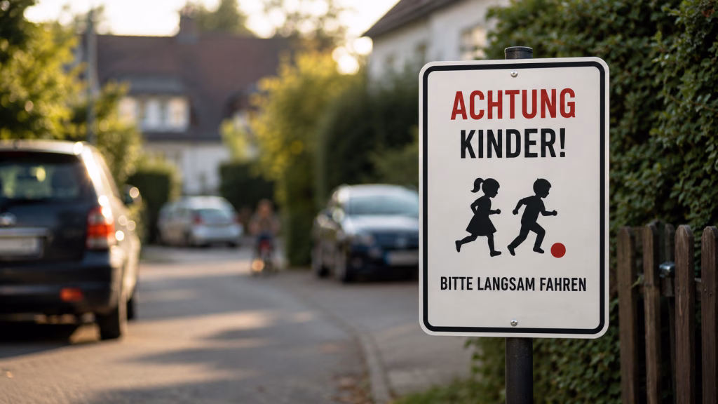 Hinweisschilder mit Kinderwarnung machen Verkehrsteilnehmer auf mögliche Gefahren in Wohngebieten und verkehrsberuhigten Bereichen aufmerksam. Sie helfen dabei, Autofahrer zu mehr Vorsicht und zu  angepasster Geschwindigkeit zu bewegen.